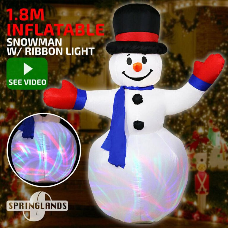1.8m Snowman with Ribbon Light Christmas Inflatable – Airfigs Inflatables