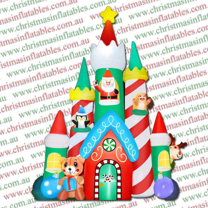 3m Christmas Castle with Santa and Friends Inflatable