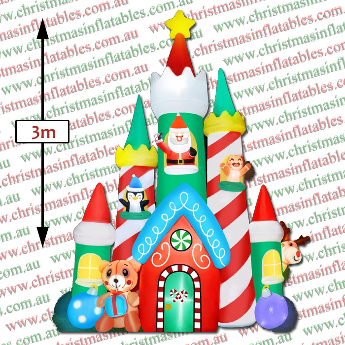 3m Christmas Castle with Santa and Friends Inflatable - Image 2