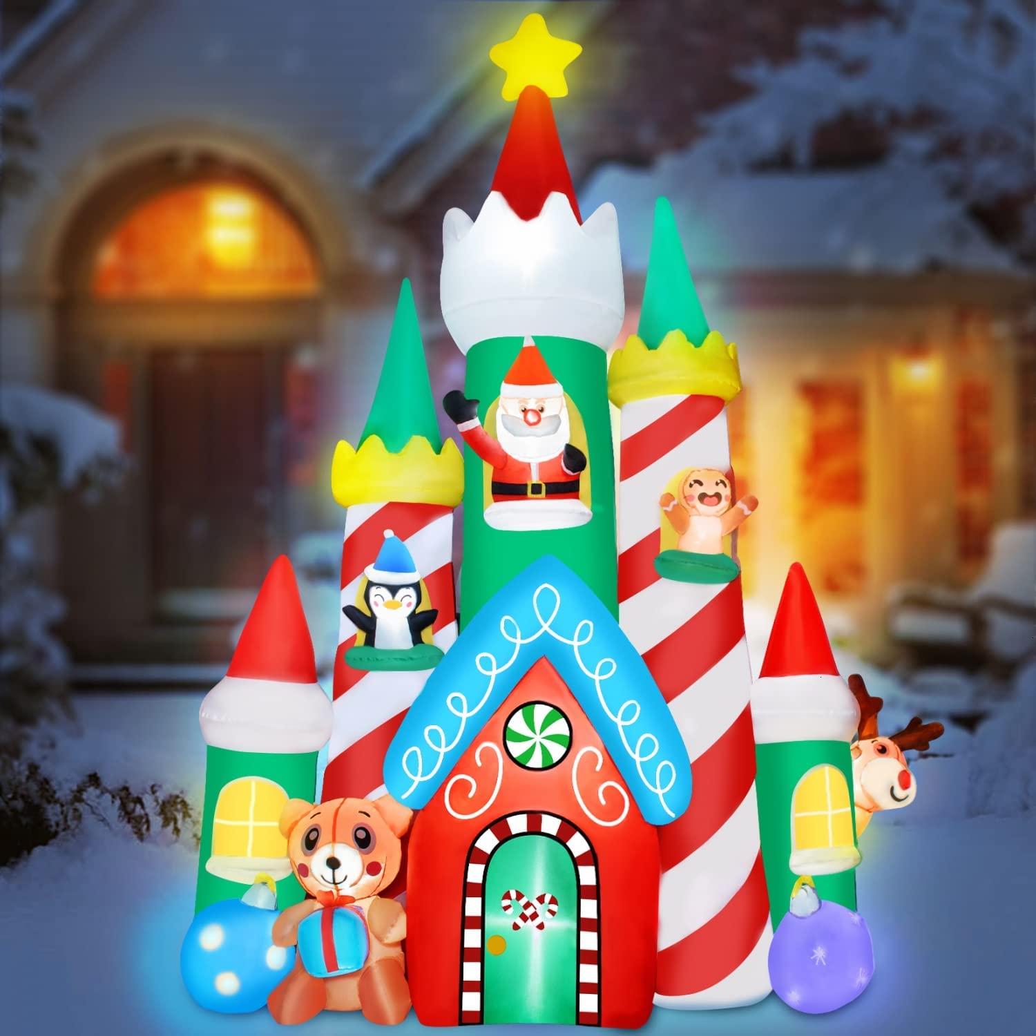 3m Christmas Castle with Santa and Friends Inflatable - Image 5