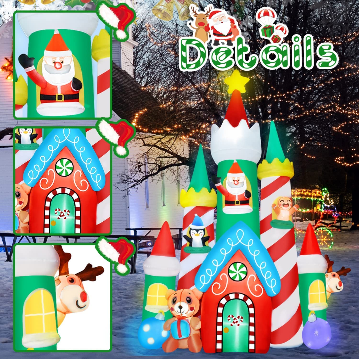3m Christmas Castle with Santa and Friends Inflatable - Image 7