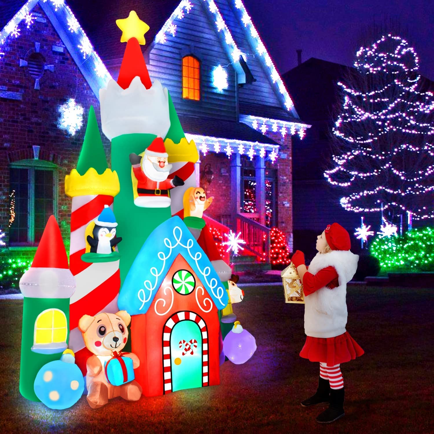 3m Christmas Castle with Santa and Friends Inflatable - Image 8