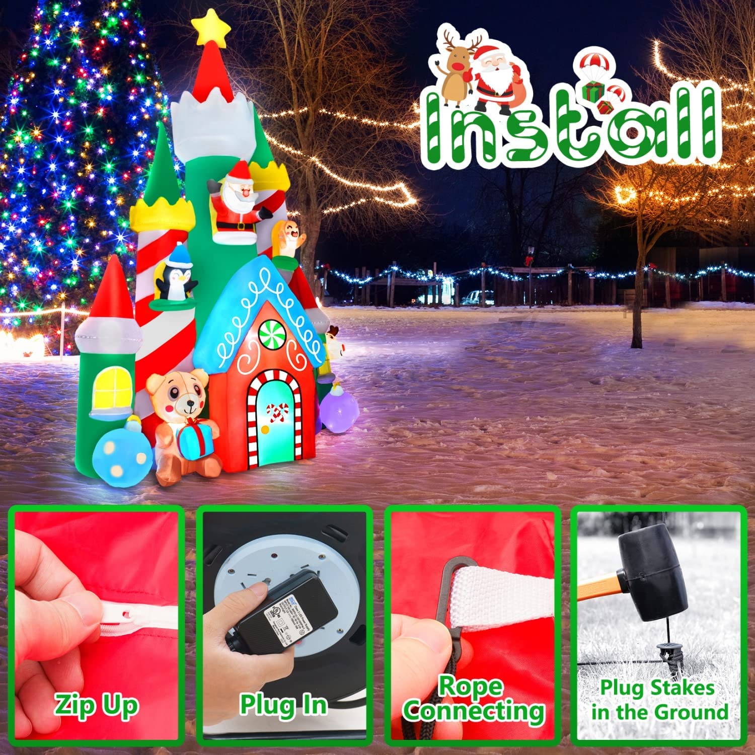 3m Christmas Castle with Santa and Friends Inflatable - Image 9