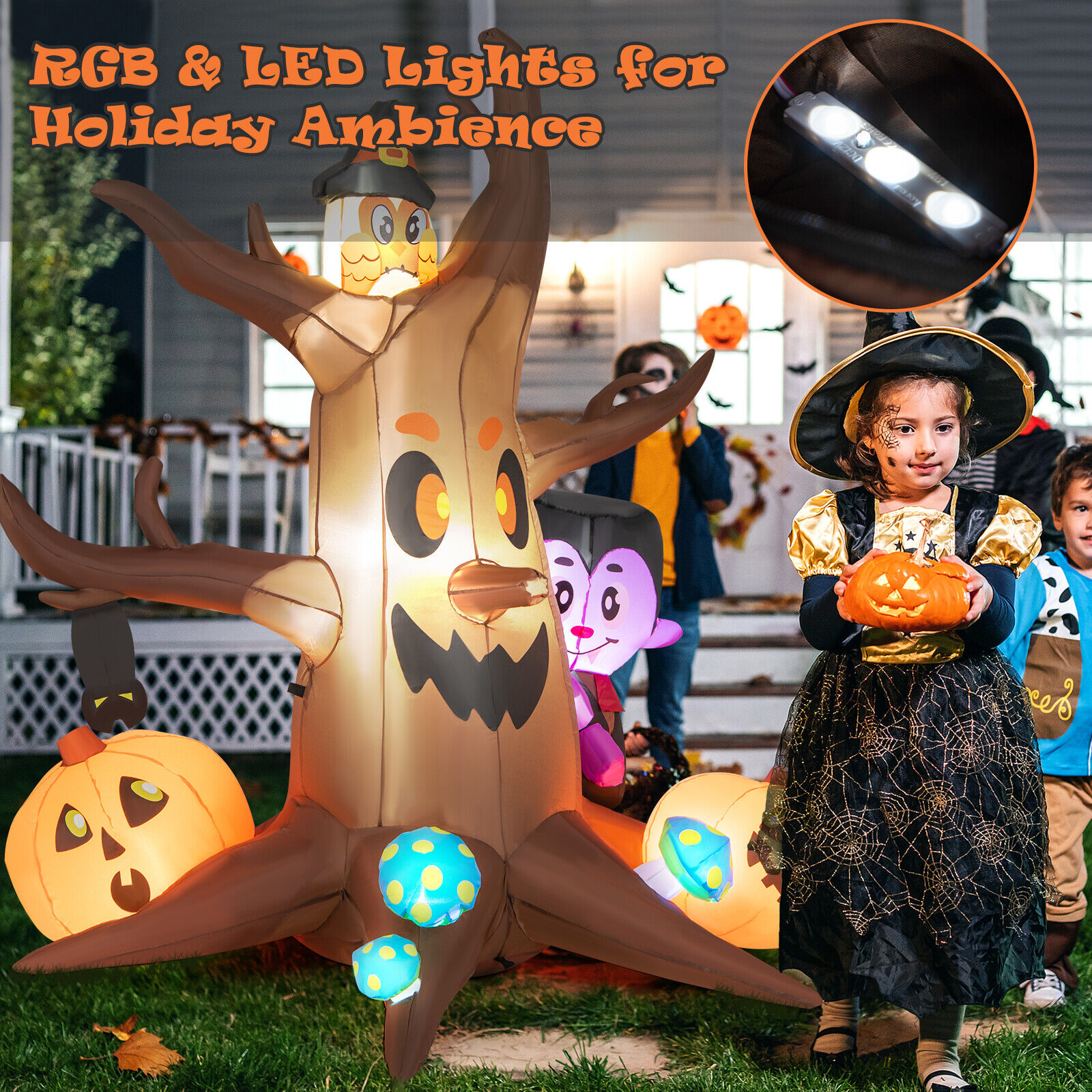 1.8M Tree, Owl, Bat, Pumpkin and Vampire Inflatable Tree - Image 10
