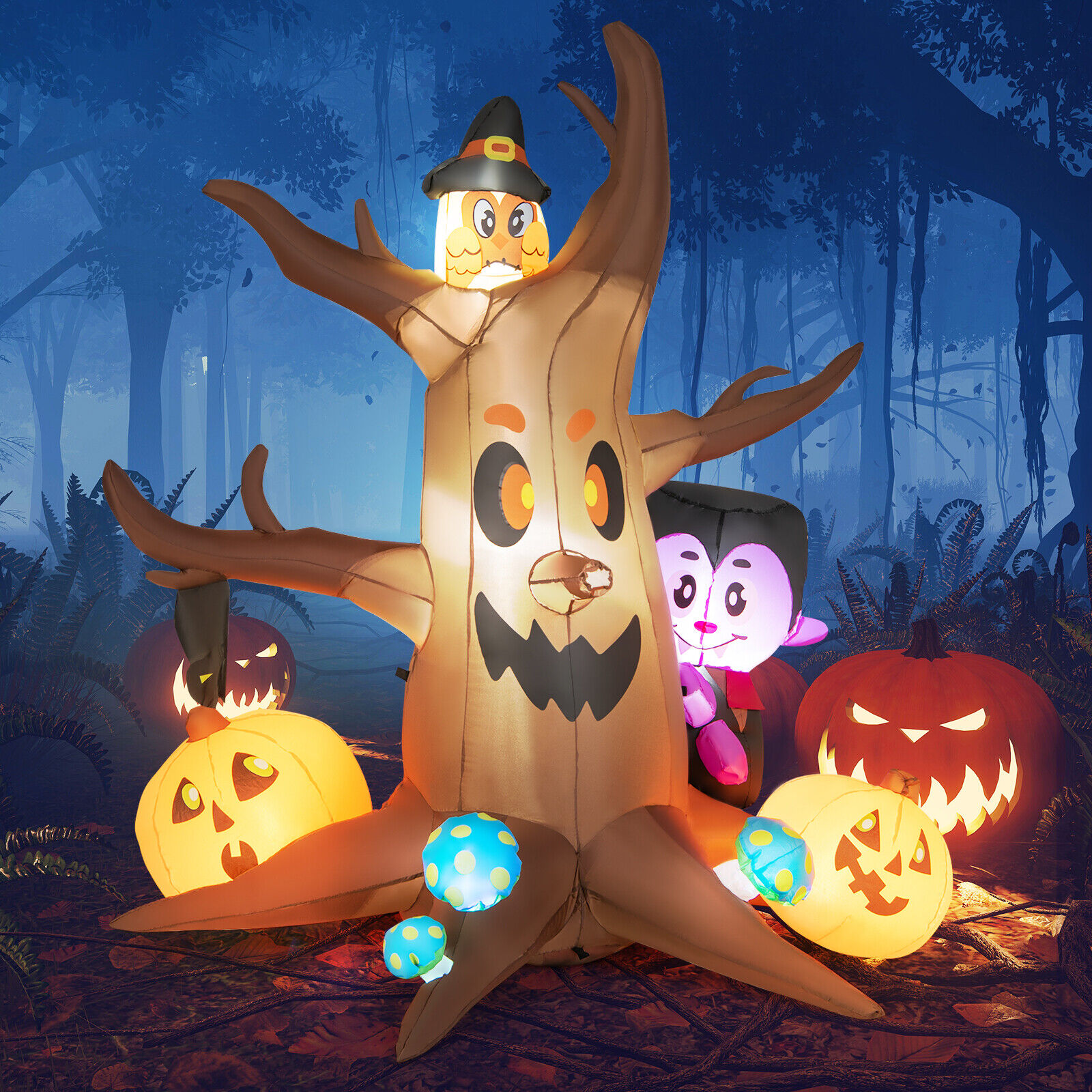 1.8M Tree, Owl, Bat, Pumpkin and Vampire Inflatable Tree - Image 3