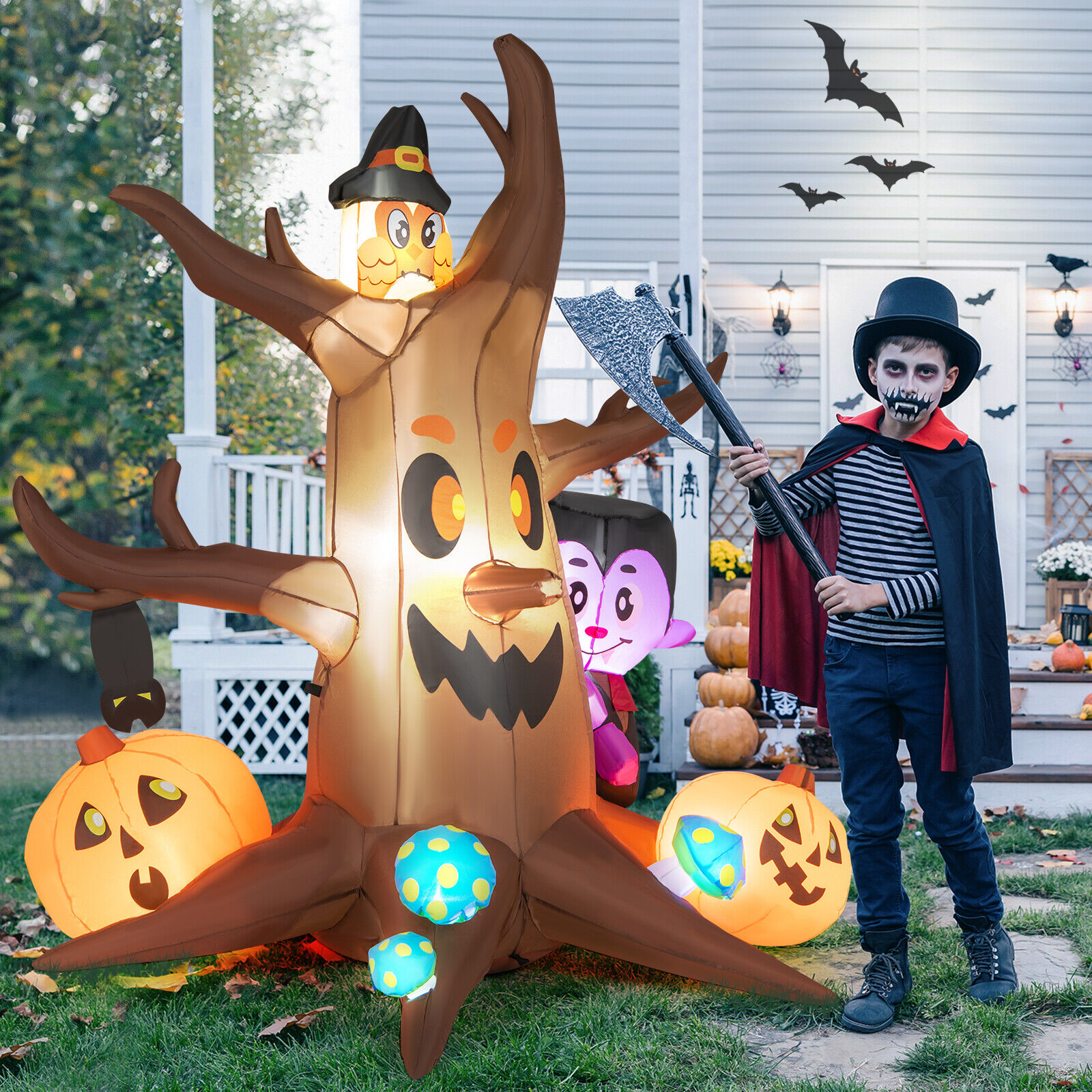 1.8M Tree, Owl, Bat, Pumpkin and Vampire Inflatable Tree - Image 5