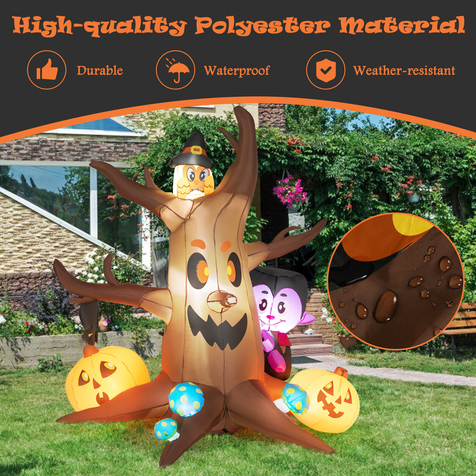 1.8M Tree, Owl, Bat, Pumpkin and Vampire Inflatable Tree - Image 8