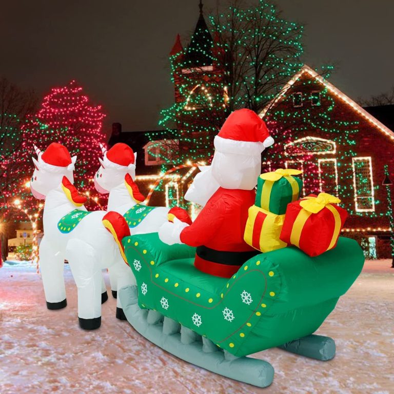 2.3m Christmas Unicorns Pulling Santa’s Sleigh – Airfigs Inflatables