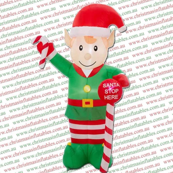 2.4m Santa Stop Here Christmas Elf Inflatable