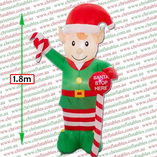 2.4m Santa Stop Here Christmas Elf Inflatable - Image 2