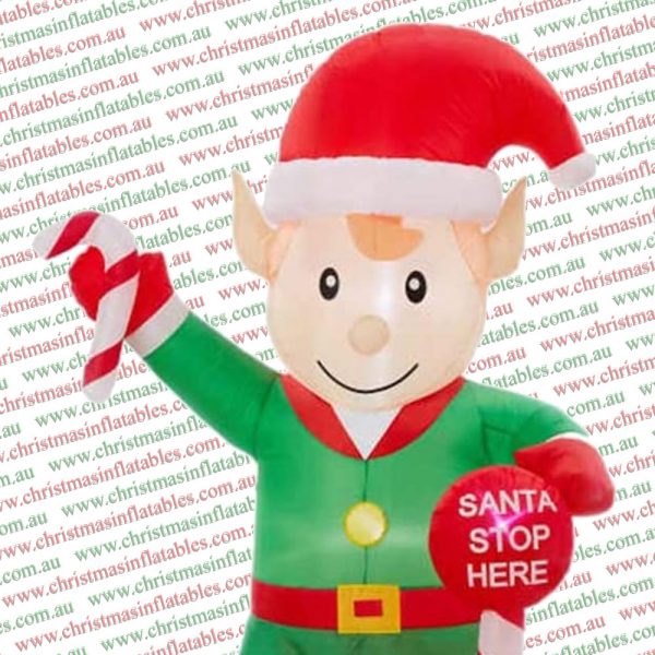 2.4m Santa Stop Here Christmas Elf Inflatable - Image 3