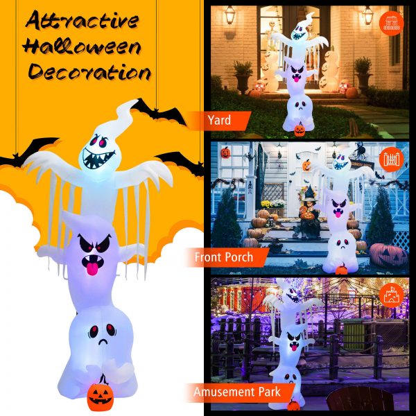 3.1m Stacked Ghosts Halloween Inflatable w/ RGB Lights - Image 10