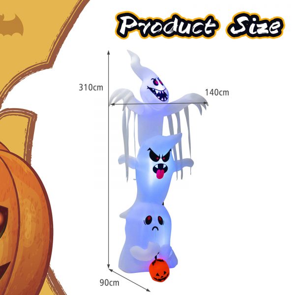 3.1m Stacked Ghosts Halloween Inflatable w/ RGB Lights - Image 11