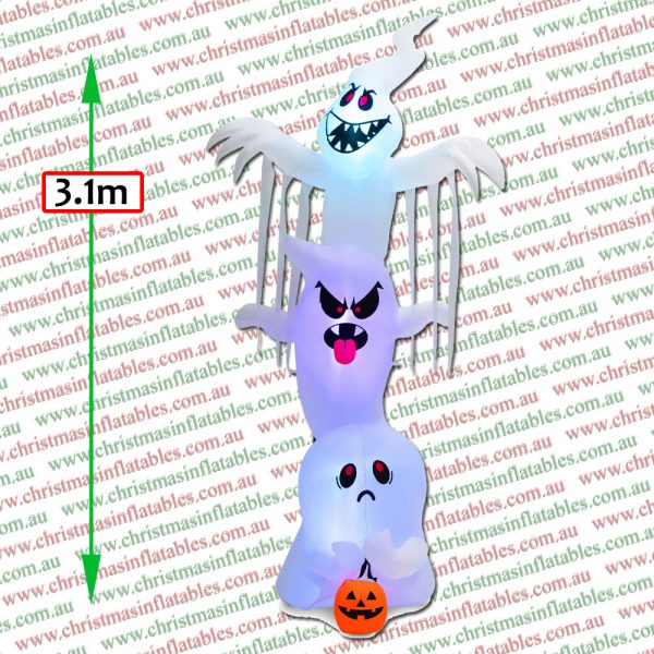 3.1m Stacked Ghosts Halloween Inflatable w/ RGB Lights - Image 2