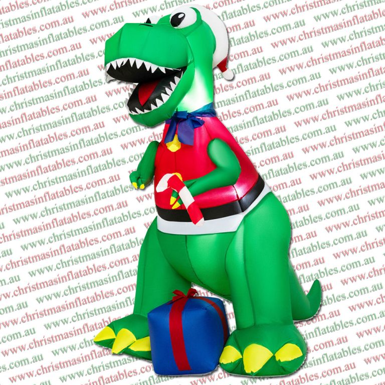 18m Christmas Dinosaur With Candy Cane Inflatable Airfigs Inflatables 0263