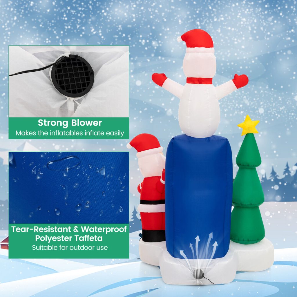 Santa Tree Snowman Inflatable 1.8m Lighted Mailbox Santa Claus Snowman & Xmas Tree – Airfigs Inflatables