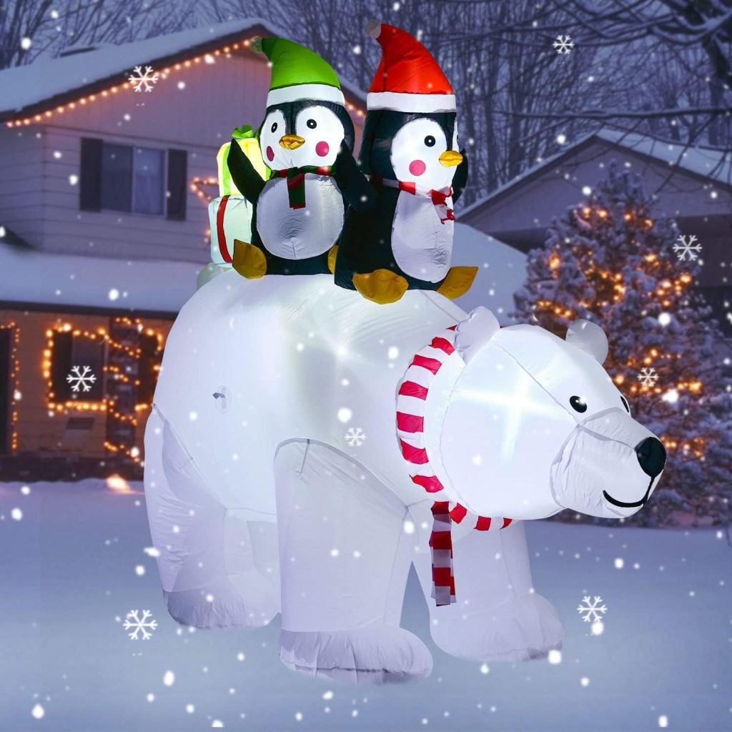 2.1m Penguins Riding Polar Bear Christmas Inflatable – Airfigs Inflatables