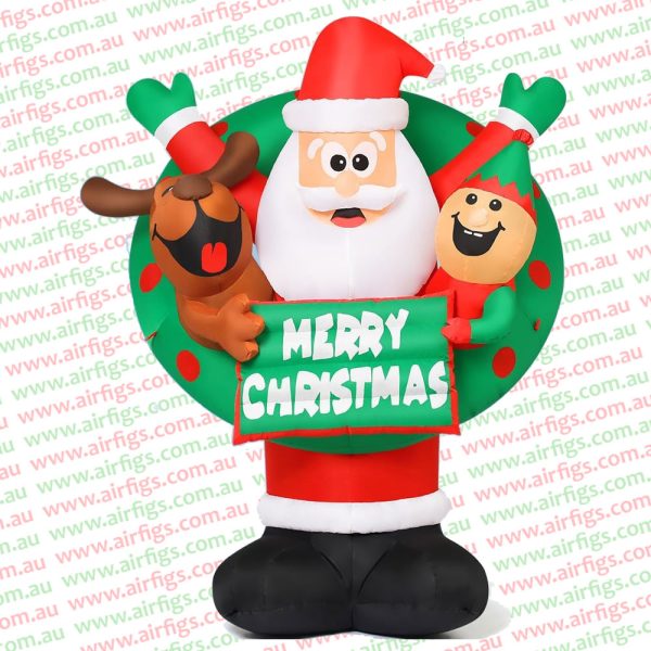 2.1m Santa, Deer, Elf and Wreath Christmas Inflatable Airfigs Inflatables