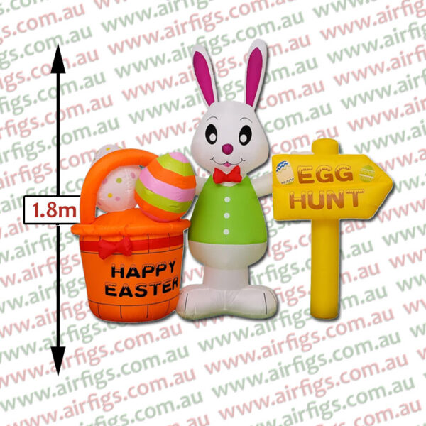 1.8m Happy Bunny Easter Egg Hunt with Basket Inflatable - Image 2