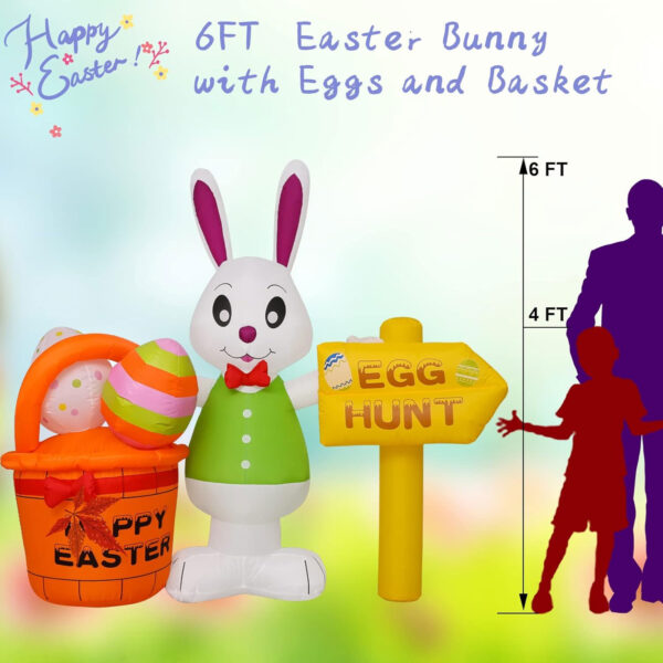 1.8m Happy Bunny Easter Egg Hunt with Basket Inflatable - Image 5