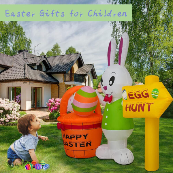 1.8m Happy Bunny Easter Egg Hunt with Basket Inflatable - Image 7