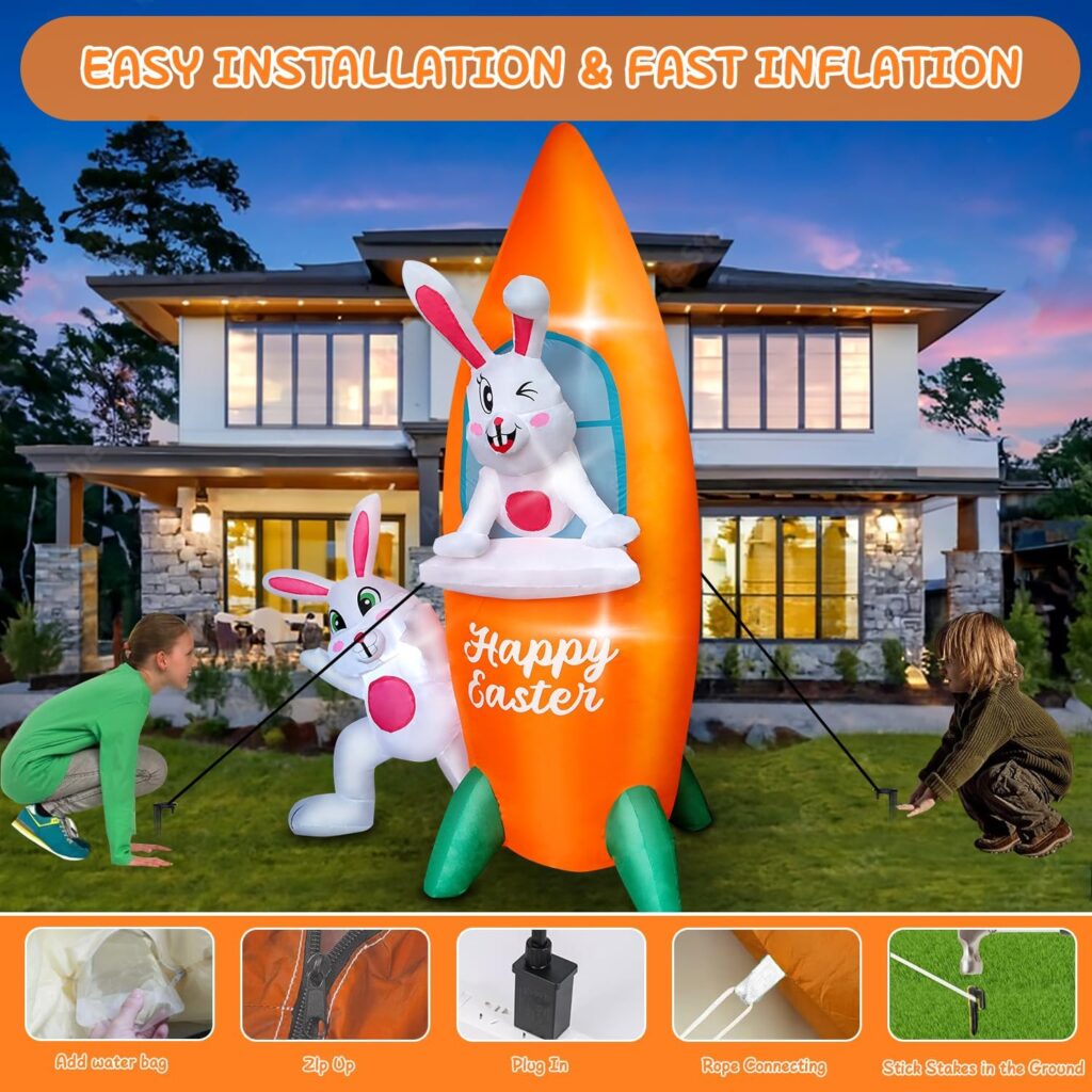 1.8m Carrot Rocket Easter Bunny Inflatable – Airfigs Inflatables