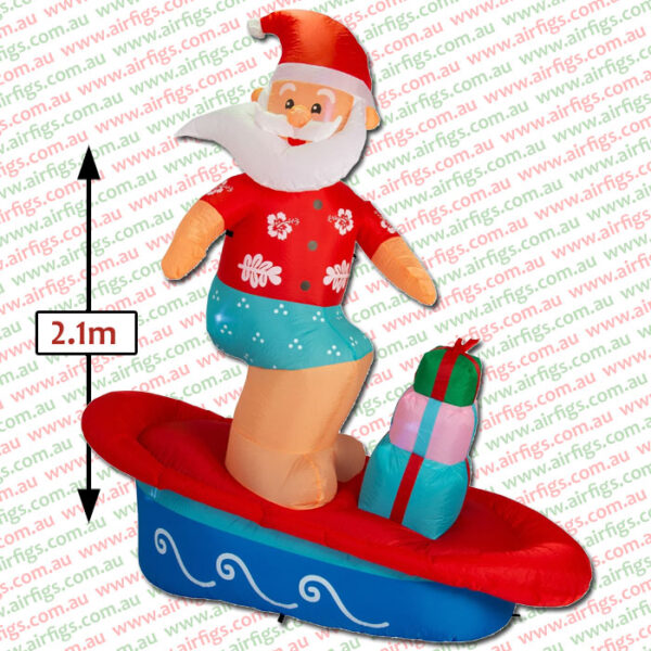 2.1m Surfboard Santa with Presents Christmas Inflatable - Image 2