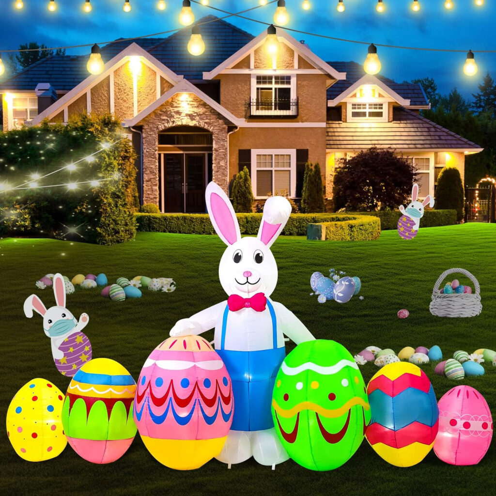 3.6m Easter Bunny with 6 eggs Easter inflatable – Airfigs Inflatables