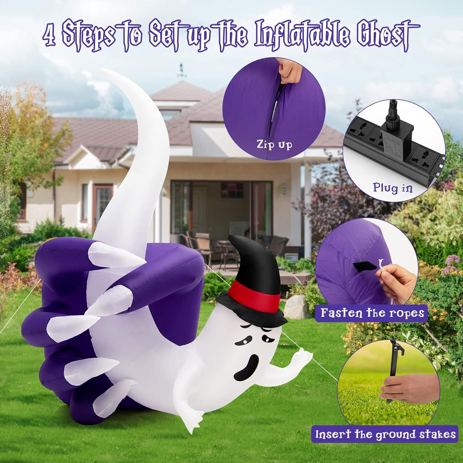 1.8m Ghost in Sharp Claw Halloween Inflatable - Image 6