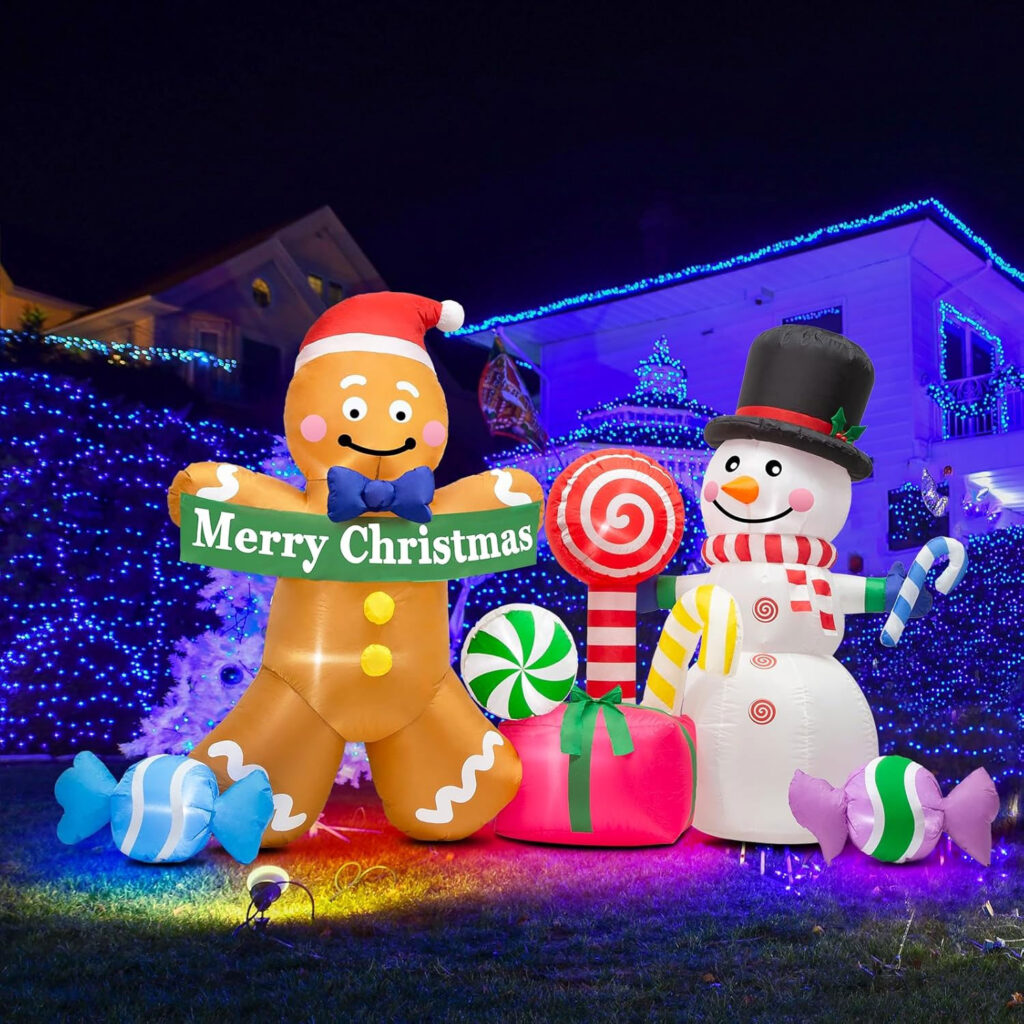 Gingerbread Holiday Inflatables 2.6m Gingerbread Christmas Party Inflatable – Airfigs Inflatables