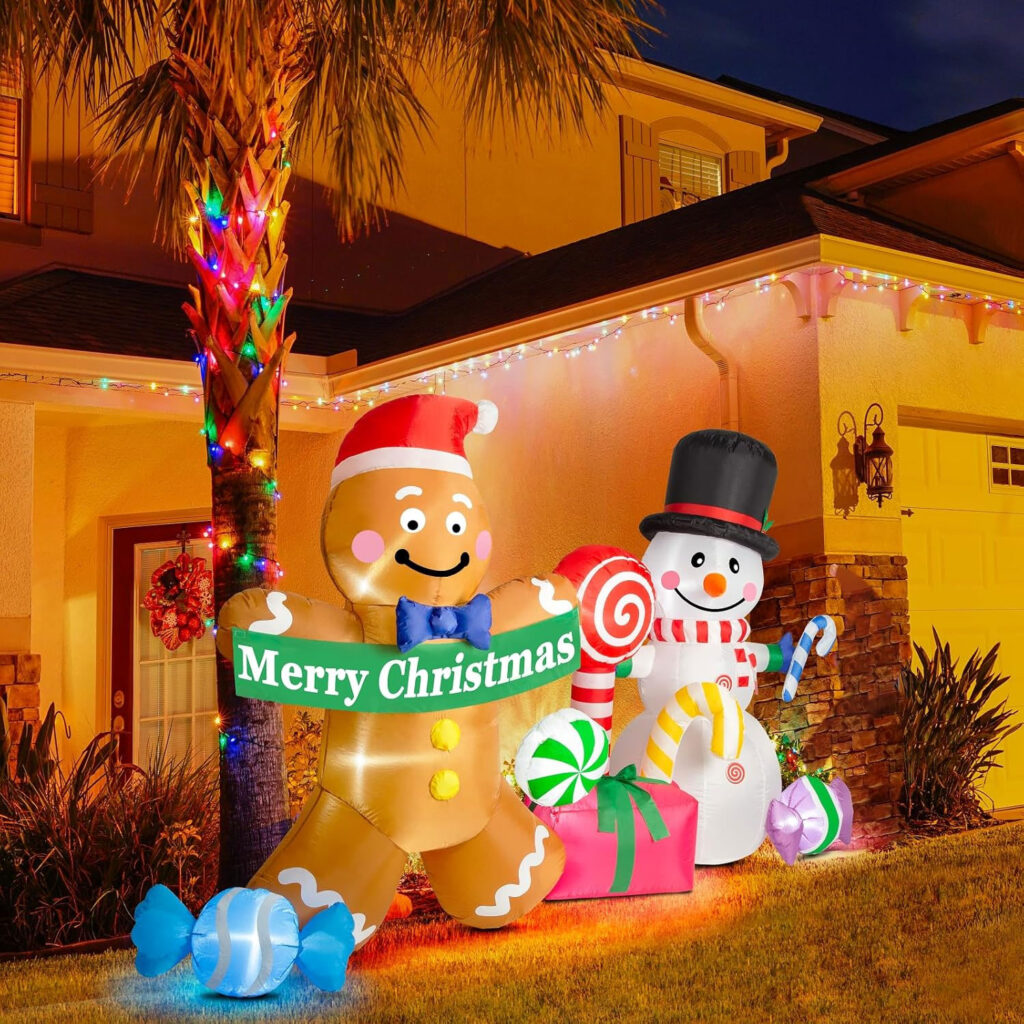 Gingerbread Holiday Inflatables 2.6m Gingerbread Christmas Party Inflatable – Airfigs Inflatables
