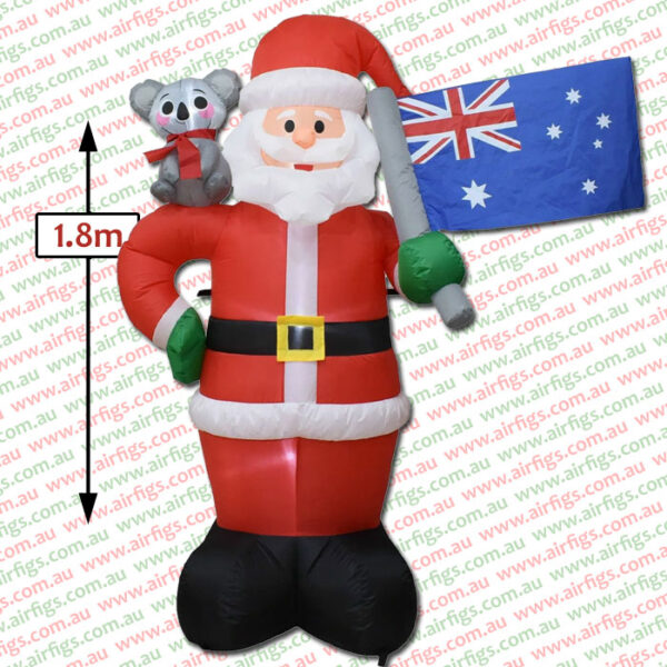 1.8m Aussie Flag Santa and Koala Christmas Inflatable - Image 2