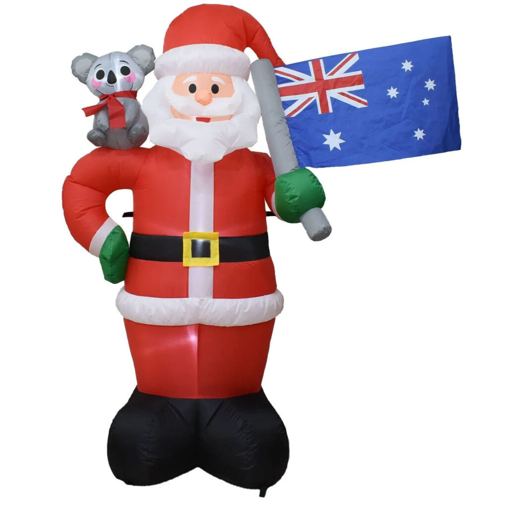 Aussie Inflatables 1.8m Aussie Flag Santa and Koala Christmas Inflatable – Airfigs Inflatables