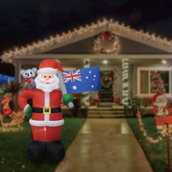 1.8m Aussie Flag Santa and Koala Christmas Inflatable - Image 4