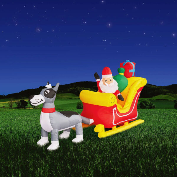 2.1m Aussie Santa on Sleigh Christmas Inflatable - Image 2