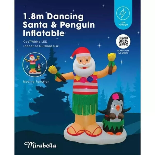 1.8m Dancing Santa and Penguin Christmas Inflatable - Image 3