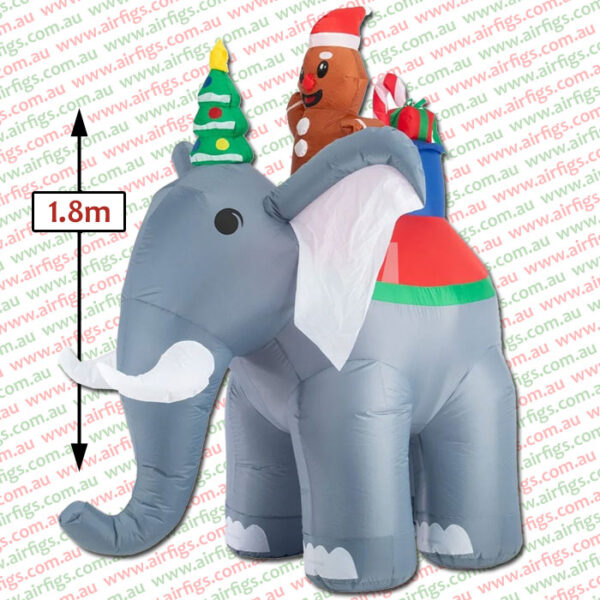 1.8m Gingerbread Man On Elephant Christmas Inflatable - Image 2