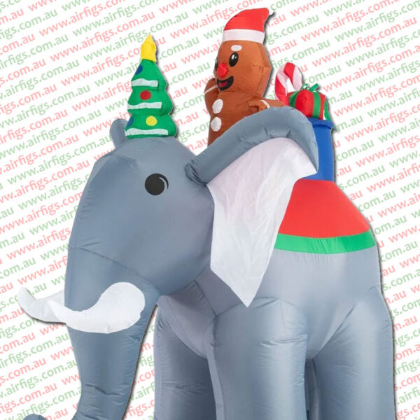 1.8m Gingerbread Man On Elephant Christmas Inflatable - Image 3