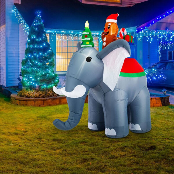 1.8m Gingerbread Man On Elephant Christmas Inflatable - Image 8