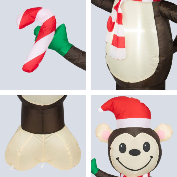 1.2m Monkey with Candy Cane - Image 4