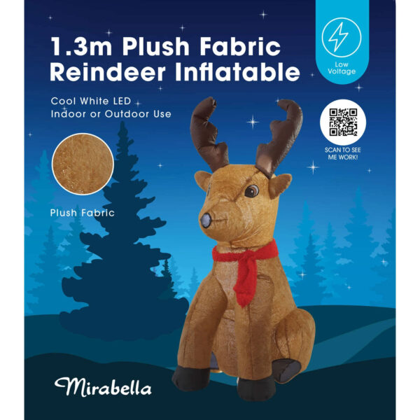 1.3m Plush Fabric Reindeer Christmas Inflatable - Image 4