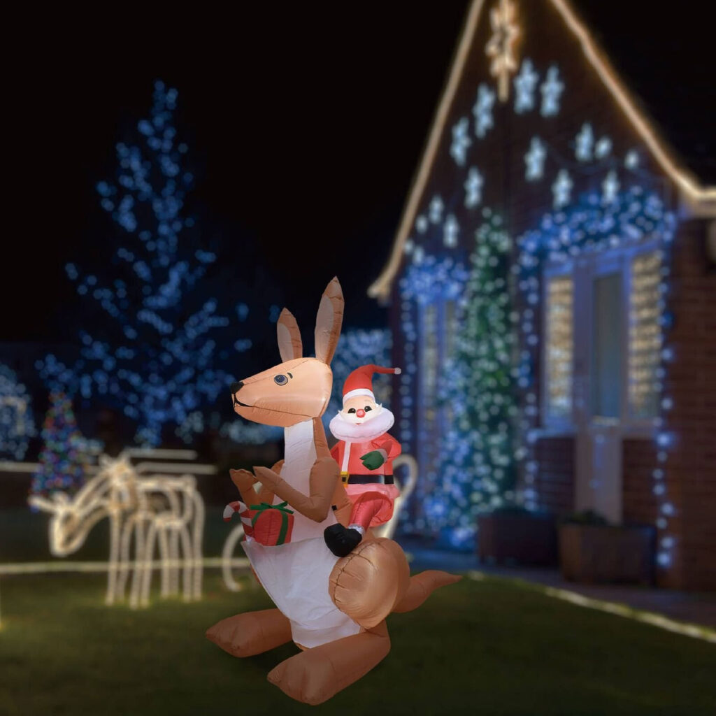 1.8m Santa Rides On Kangaroo Christmas Inflatable – Airfigs Inflatables