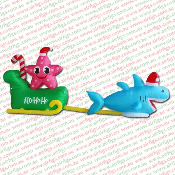 2.7m Starfish & Shark Sleigh Christmas Inflatable