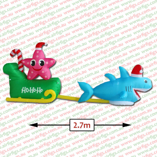 2.7m Starfish & Shark Sleigh Christmas Inflatable - Image 2