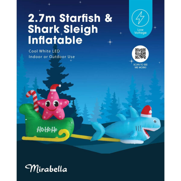 2.7m Starfish & Shark Sleigh Christmas Inflatable - Image 3