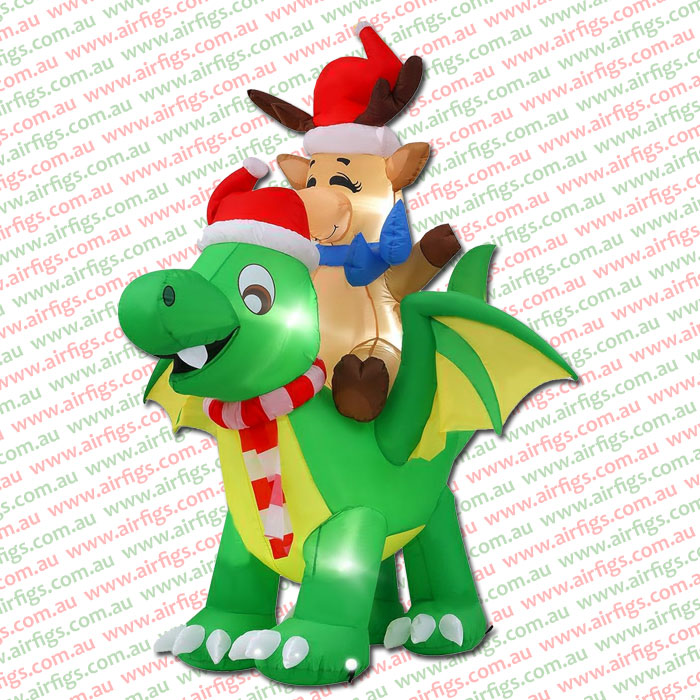 2.4m Reindeer Riding Dragon Christmas Inflatable