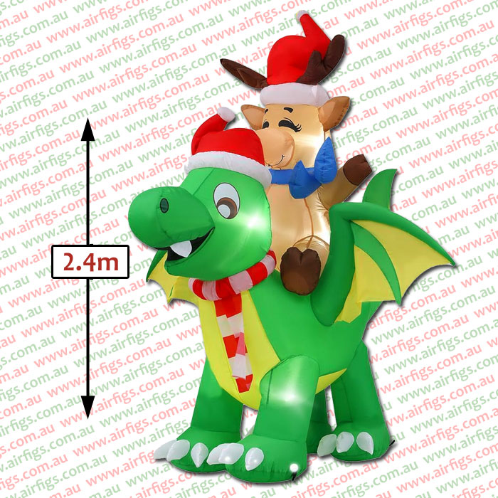 2.4m Reindeer Riding Dragon Christmas Inflatable - Image 2