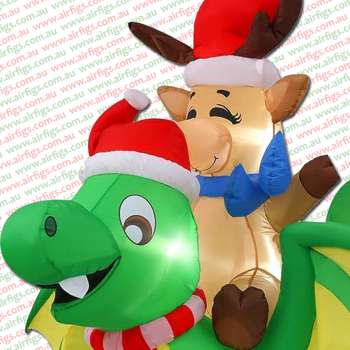 2.4m Reindeer Riding Dragon Christmas Inflatable - Image 4