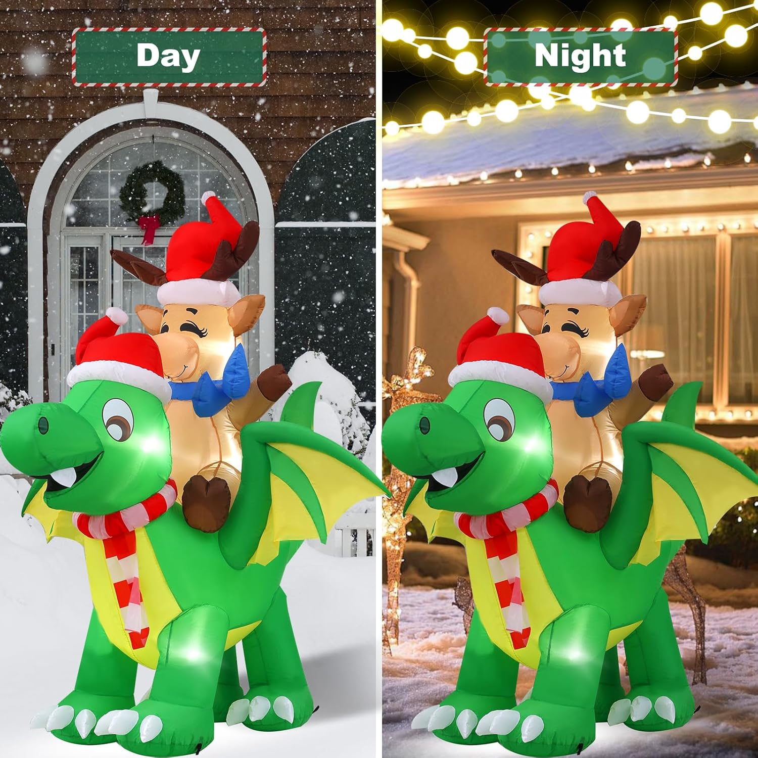 2.4m Reindeer Riding Dragon Christmas Inflatable - Image 7