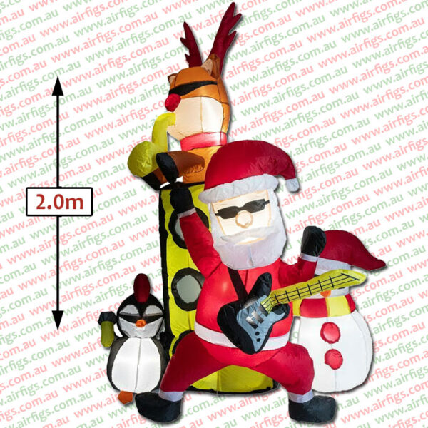 2m Santa's Christmas Rock Band Inflatable - Image 2